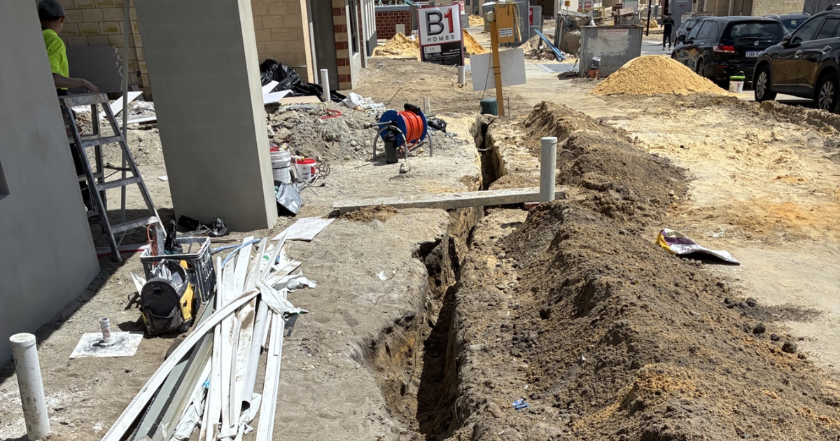 Trenching being dug during a new home build at a property in Sinagra.