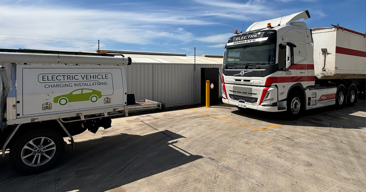 A Smappee smart DC fast charger installed by Electric Vehicle Charging Installations at Marleys Transport - EV Charging Stations in Perth