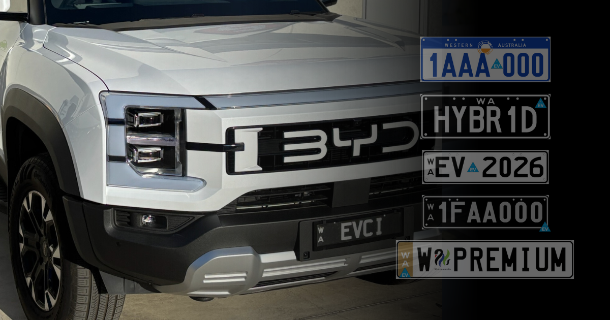 EVCI BYD & Assorted Number Plates with EV Number Plate Labels